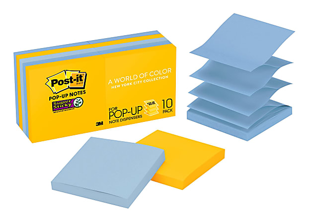Post it® Notes Super Sticky Notes, Pop-Up, 3" x 3", New York, Pack Of 10 Pads