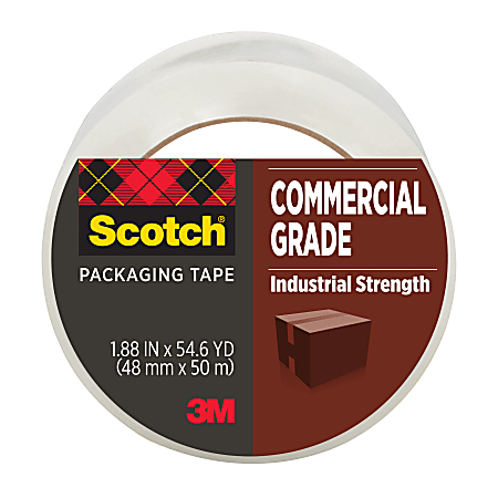 Scotch&reg; Commercial Shipping Packaging Tape, 1.88 in x 54.6 yd, 1 Tape Roll, Designed for Packing, Shipping and Mailing, Guaranteed to Stay Sealed
