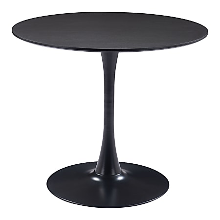 Zuo Modern Opus MDF And Steel Round Dining Table, 30-5/16”H x 35-7/16”W x 35-7/16”D, Black