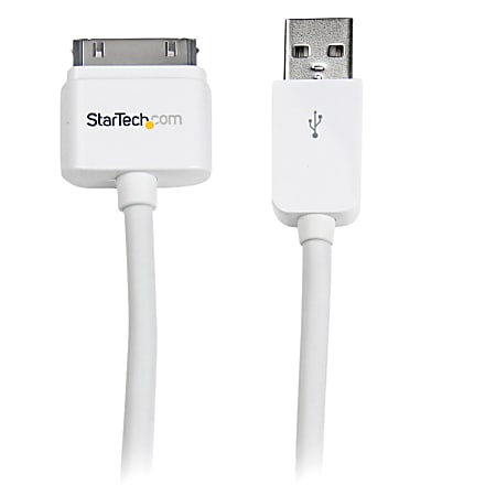 StarTech.com 3m (10 ft) Long Apple 30-pin Dock Connector to USB Cable for iPhone / iPod / iPad with Stepped Connector - 9.84 ft Apple Dock Connector/USB Data Transfer Cable for iPhone, iPod, iPad, PC, Cellular Phone - First End: 1 x Apple Dock Connector