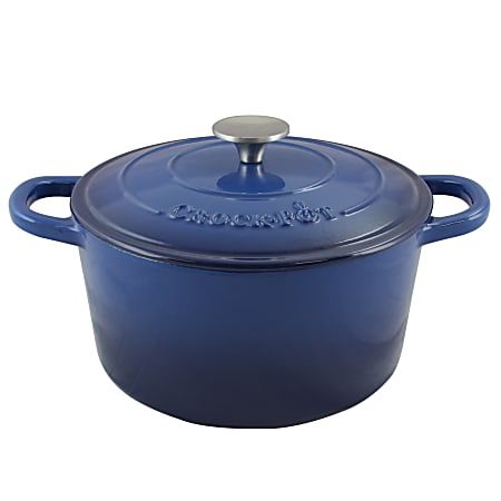 Crock Pot Artisan 5-Quart Enameled Cast Iron Dutch Oven, Sapphire Blue
