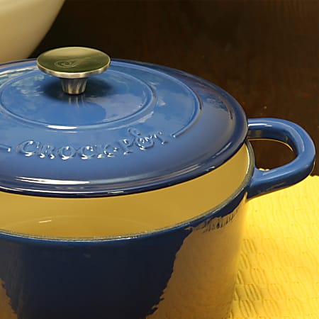 Crock-Pot Artisan Round Enameled Cast Iron Dutch Oven, 7-Quart, Sapphire  Blue