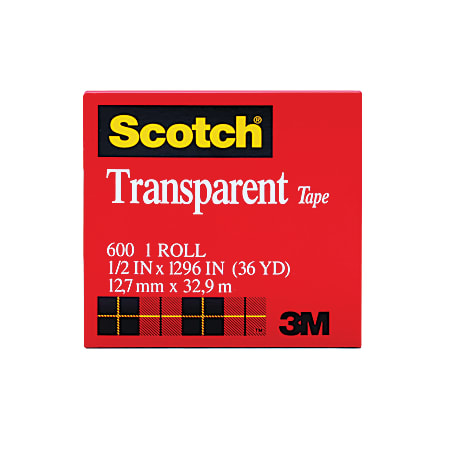 Scotch® Transparent Tape, 1/2" x 1296", Clear