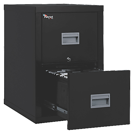 FireKing® Patriot 25"D Vertical 2-Drawer Fireproof File Cabinet, Metal, Black, White Glove Delivery