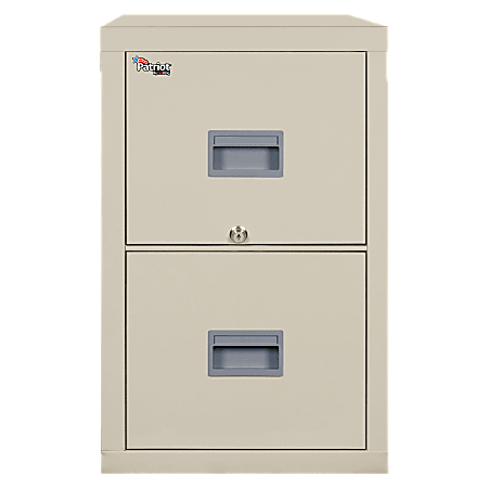 FireKing® Patriot 25"D Vertical 2-Drawer File Cabinet, Metal, Parchment, White Glove Delivery