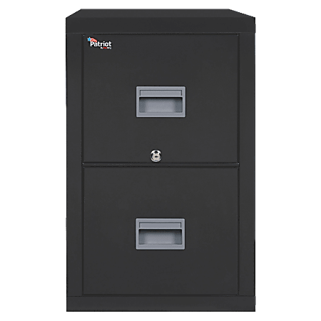 FireKing® Patriot 31-5/8"D Vertical 2-Drawer Letter-Size Fireproof File Cabinet, Metal, Black, White Glove Delivery