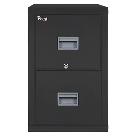 FireKing® Patriot 31-5/8"D Vertical 2-Drawer Letter-Size File Cabinet, Metal, Black, White Glove Delivery