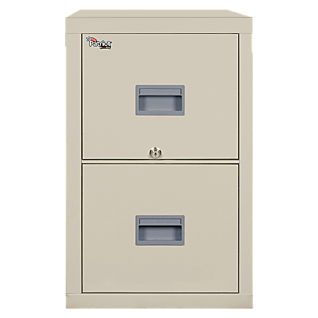 FireKing® Patriot 31-5/8"D Vertical 2-Drawer Letter-Size Fireproof File Cabinet, Metal, Parchment, White Glove Delivery