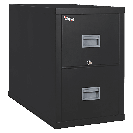 FireKing® Patriot 31-5/8"D Vertical 2-Drawer Fireproof File Cabinet, Metal, Black, White Glove Delivery