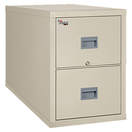 FireKing® Patriot 31-5/8"D Vertical 2-Drawer Fireproof File Cabinet, Metal, Parchment, White Glove Delivery