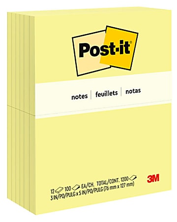 Post-it Notes, 3 in x 5 in, 12