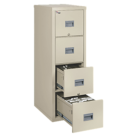 FireKing® Patriot 17-3/4"D Vertical 4-Drawer Fireproof File Cabinet, Metal, Parchment, White Glove Delivery