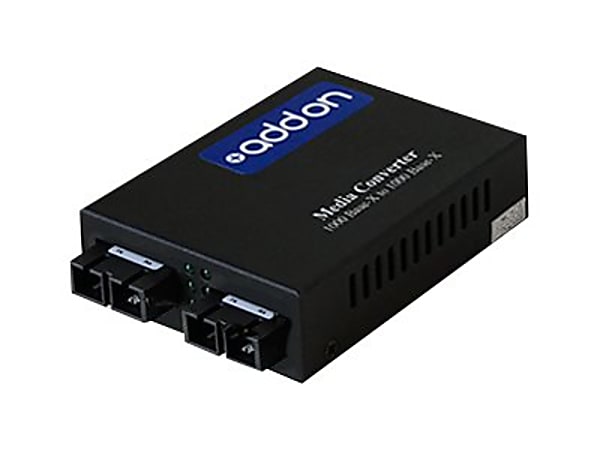 AddOn 1Gbs 1 SC to 1 SC Media Converter - Media converter - GigE - 1000Base-LX, 1000Base-SX - SC multi-mode / SC single-mode - up to 24.9 miles - 850 nm / 1310 nm