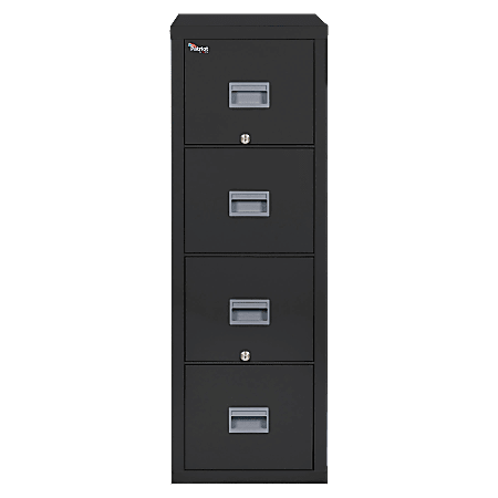 FireKing® Patriot 31-5/8"D Vertical 4-Drawer File Cabinet, Metal, Black, White Glove Delivery
