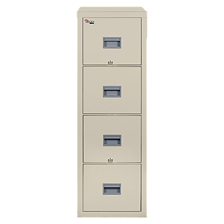 FireKing® Patriot 17-3/4"D Vertical 4-Drawer Letter-Size Fireproof File Cabinet, Metal, Parchment, White Glove Delivery