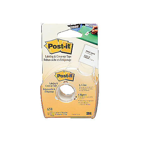 Post-it® Notes Cover-Up And Labeling Tape, 6-Line Width x 700", White