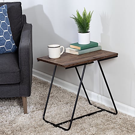Honey Can Do Square Side Table, 20”H x 13-15/16”W x 20”D, Black