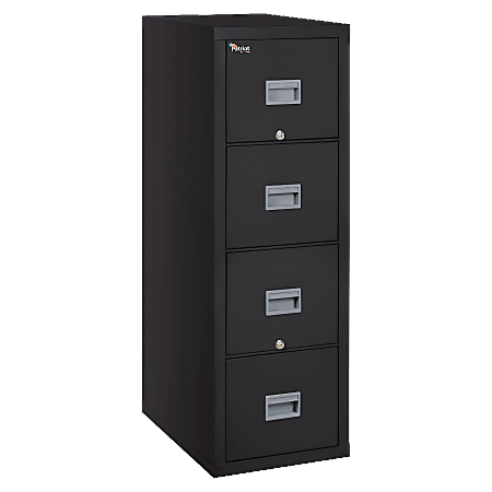 FireKing® Patriot 20-3/4"D Vertical 4-Drawer Fireproof File Cabinet, Metal, Black, White Glove Delivery