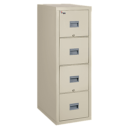 FireKing® Patriot 20-3/4"D Vertical 4-Drawer Fireproof File Cabinet, Metal, Parchment, White Glove Delivery