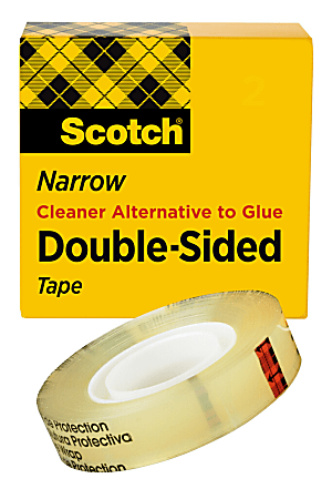 Scotch® 665 Permanent Double-Sided Tape, 1/2" x 900", Clear