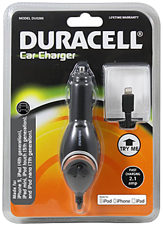 Duracell Car Charger For iPad® 4 And iPhone® 5, Black