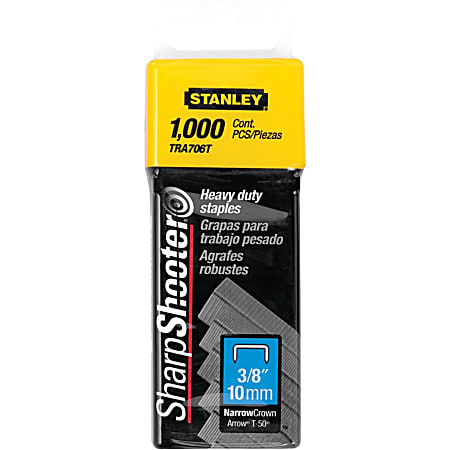 Stanley Bostitch SharpShooter Heavy Duty Staples, 3/8", Box Of 1,000