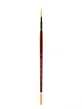 Robert Simmons White Sable Long Handle Paint Brush 761R, Size 18, Round Bristle, Sable Hair, Brown