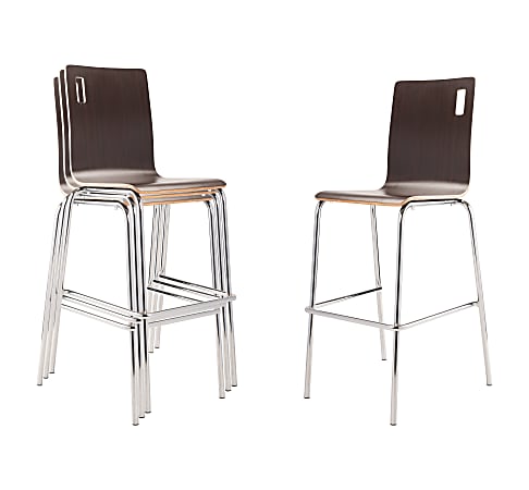 National Public Seating Bushwick Series Wood Café Chairs, Espresso, Set Of 4 Chairs