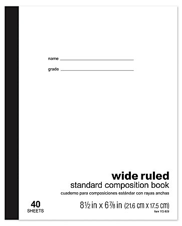 Office Depot® Brand Standard Composition Book, 6-7/8" x 8-1/2", Wide Ruled, 40 Sheets