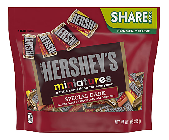 Hershey's® Miniatures Dark Chocolate Candy Assortment, 10.1 Oz Bag, Pack Of 3 Bags