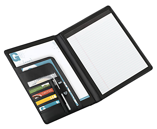 Office Depot® Brand Padfolio With Flap Pockets, Black