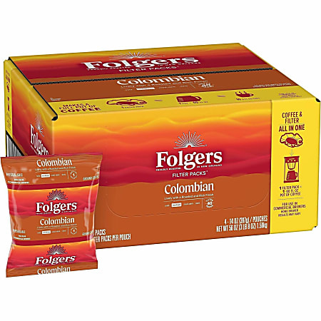 Folgers® Single-Serve Coffee Packets, Colombian, 1.4 Oz Per Bag, Carton Of 40 Bags