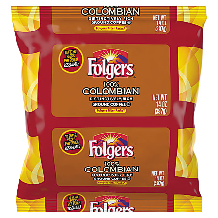 Folgers® Single-Serve Coffee Packets, Colombian, 1.4 Oz Per Bag, Carton Of 40 Bags