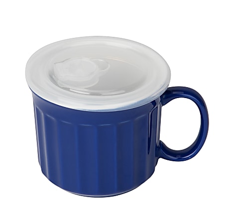 Mind Reader Stonewear Vented Soup Mug, 22 Oz, Blue