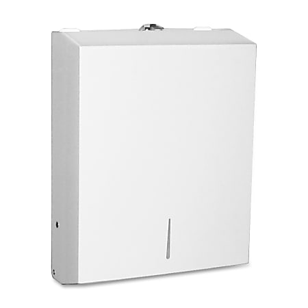 Genuine Joe C-Fold/Multi-fold Towel Dispenser Cabinet - C Fold, Multifold Dispenser - 13.5" Height x 11" Width x 4.3" Depth - Stainless Steel - White