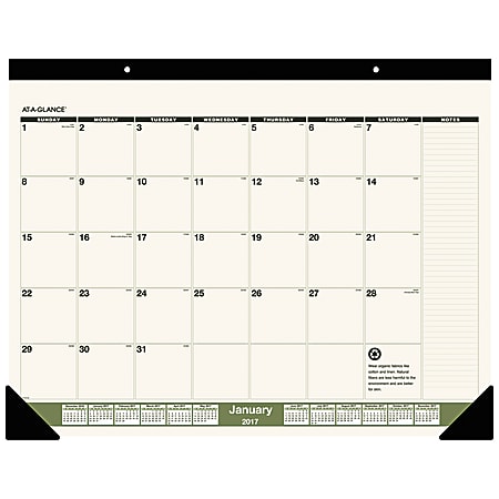 AT-A-GLANCE® 100% Recycled Desk Pad Calendar, 17" x 22", January–December 2017
