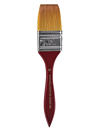 Winsor & Newton Series 965 Golden Nylon & Natural Hair Paint Brush, 1 1/2", Flat Bristle, Copper