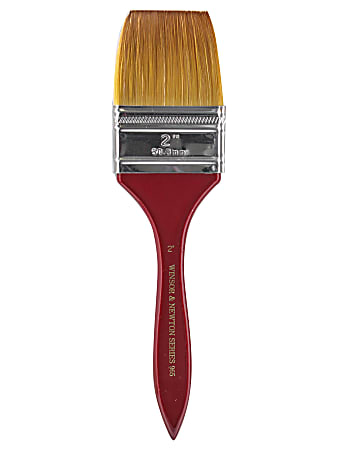 Winsor & Newton Series 965 Paint Brush, 2", Flat Bristle, Nylon, Copper