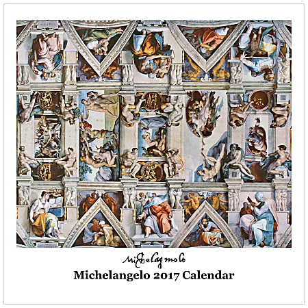Retrospect Monthly Square Wall Calendar, 12 1/4" x 12", Michelangelo, January to December 2017