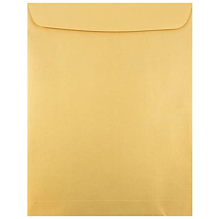 JAM Paper® Open-End 10" x 13" Envelopes, Gummed Closure, Gold Metallic, Pack Of 100 Envelopes