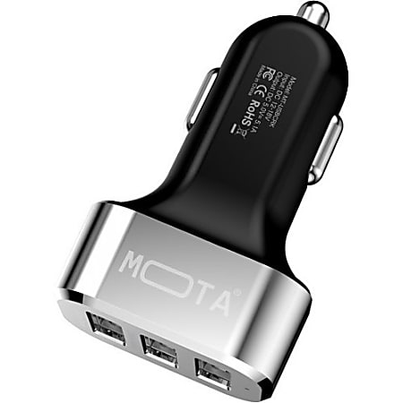 MOTA High speed 3 Port USB Car Charger 5.1A Tablet and Phones - Black