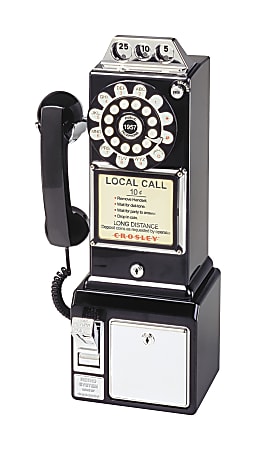 Crosley Radio CR56-BK 1950s Classic Pay Phone in Black