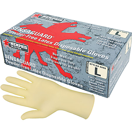 MCR Safety Powder-free Rubber Latex Polymer Gloves - Large Size - Latex - White - Powder-free, Disposable, Anti-microbial, Anti-bacterial, Chlorinate - For Assembling, Food Handling, Painting, Mail Sorting - 1 Box
