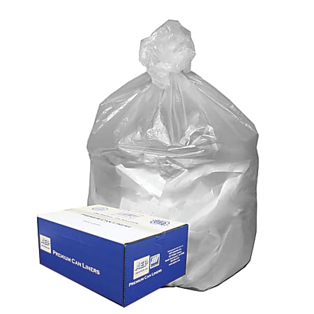 Webster Ultra Plus™ High-Density Trash Can Liners, 16 Gallons, 8 Mic Thick, 24" x 33", Box Of 1,000