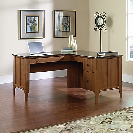 Sauder® Appleton Collection, Faux Marble Top L-Desk, Sand Pear
