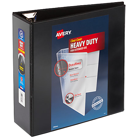 Avery® Heavy-Duty View 3 Ring Binder, 4" One Touch EZD® Rings, Black, 1 Binder