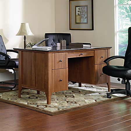 Sauder Appleton Faux Marble Top Executive Desk, Sand Pear