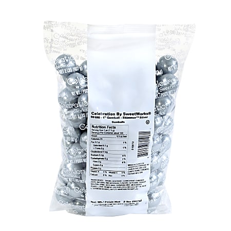 Sweetworks Gumballs, 2-Lb Bag, Silver Shimmer