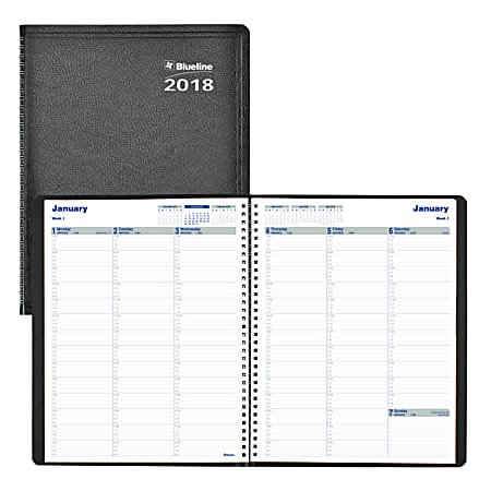 Blueline® Net Zero Carbon™ Weekly Planner, 8 1/2" x 11", 50% Recycled, FSC Certified, Black, January to December 2018 (C825.81T-18)