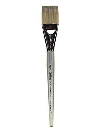Robert Simmons TT55 Titanium Short-Handle Single-Stock Paint Brush, 1 1/2", Flat Glaze Bristle, Hog Hair, Silver